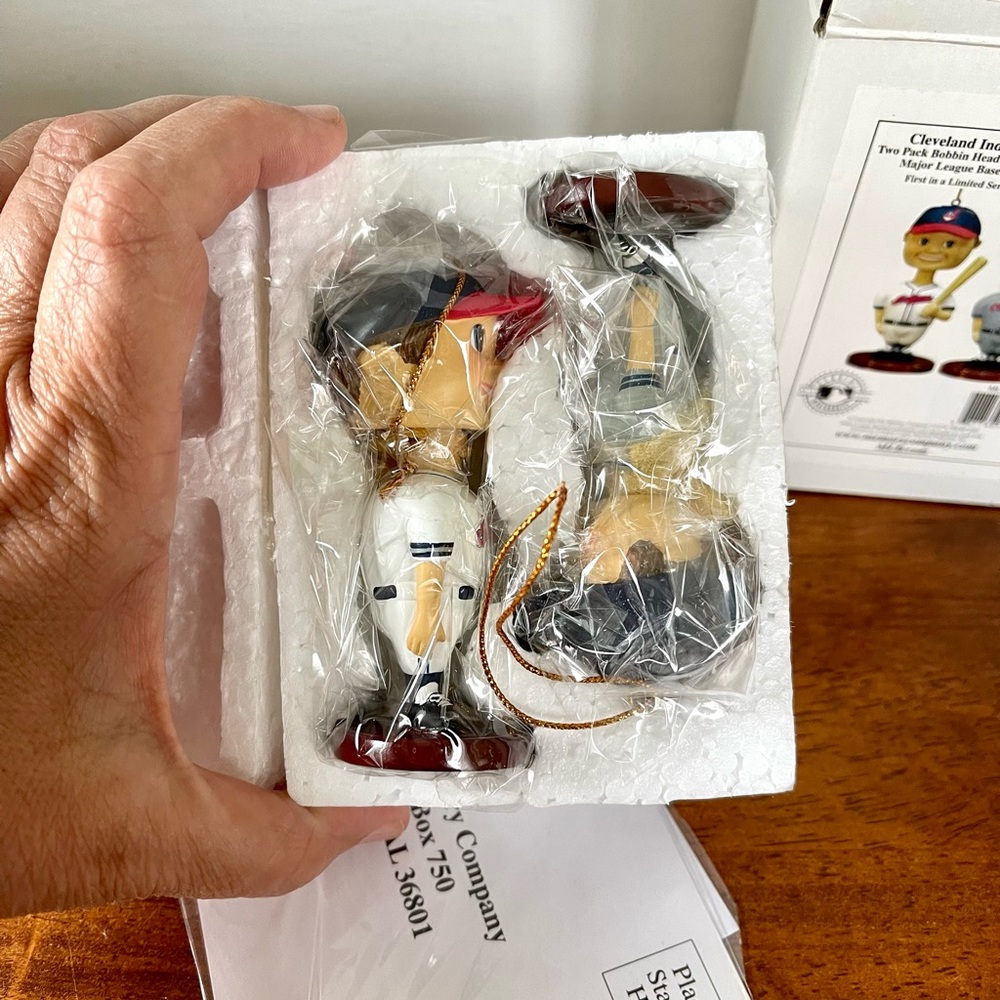 Cleveland Indians 2002 Bobble Head Ornaments-NIB-3 1/2"-The Memory Company